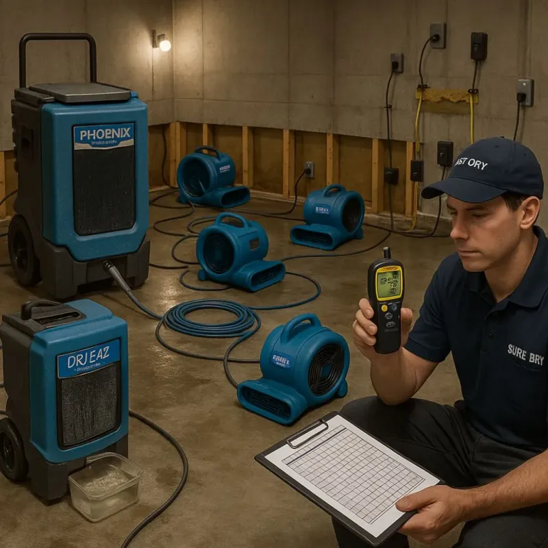 Structural Drying and Dehumidification process in Luna Pier, MI